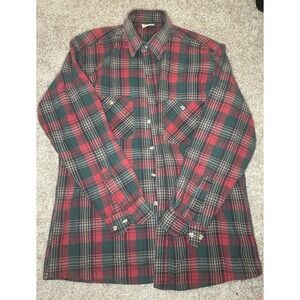 VTG 80s 90s Five Brothers Heavy Flannel Shirt Men's Tallman L Large Plaid USA
